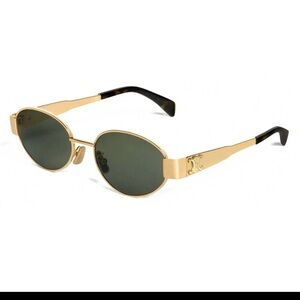 Celine Triomphe Metal Green Lens Sunglasses New